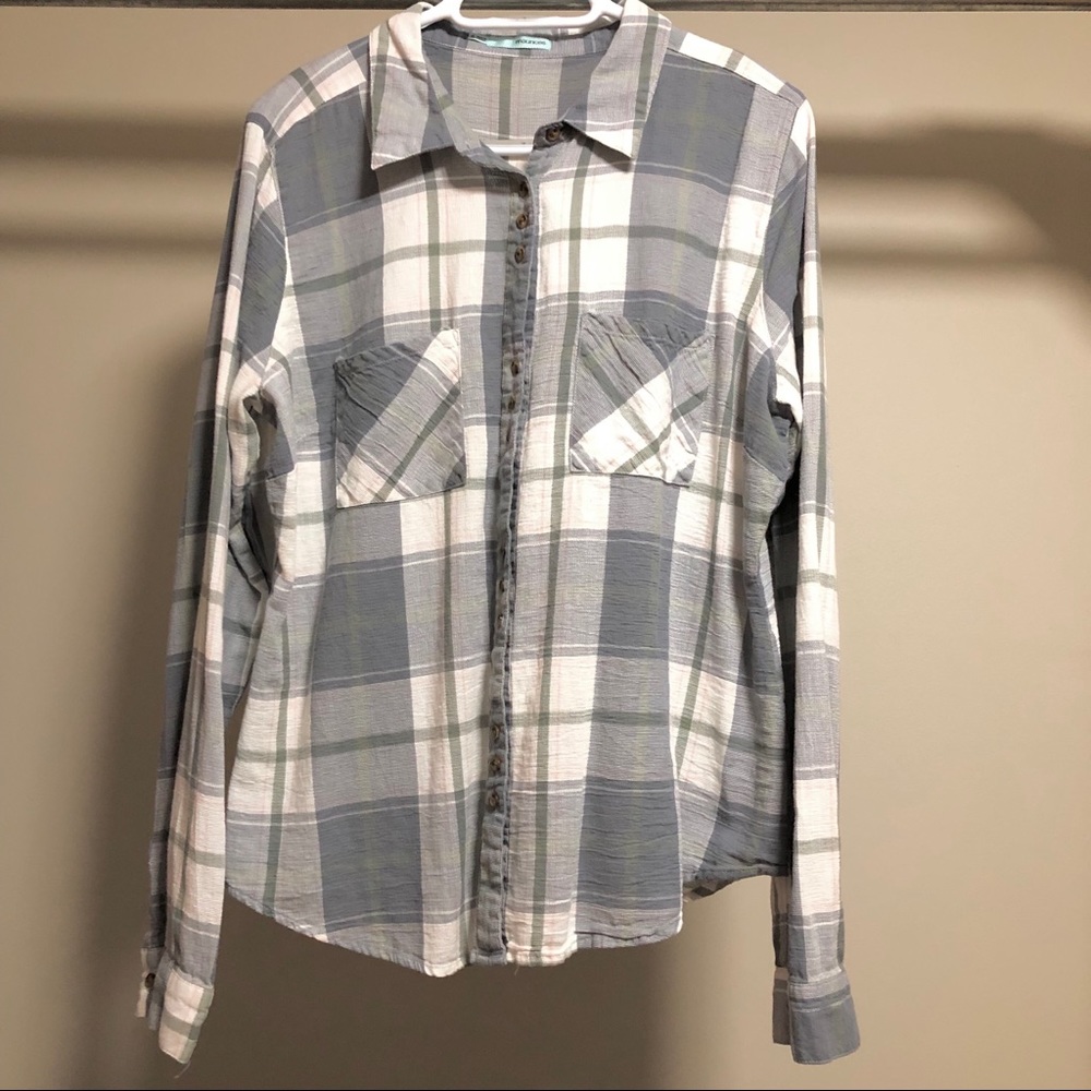 Maurices plaid button up shirt grayish blue